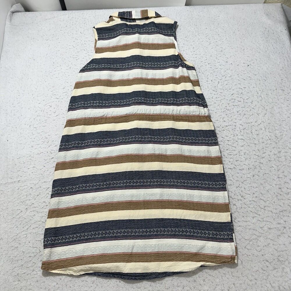 Mud Pie Women’s Medium A-Line Dress Cotton Textured Striped Collared Sleeveless - Picture 10 of 12